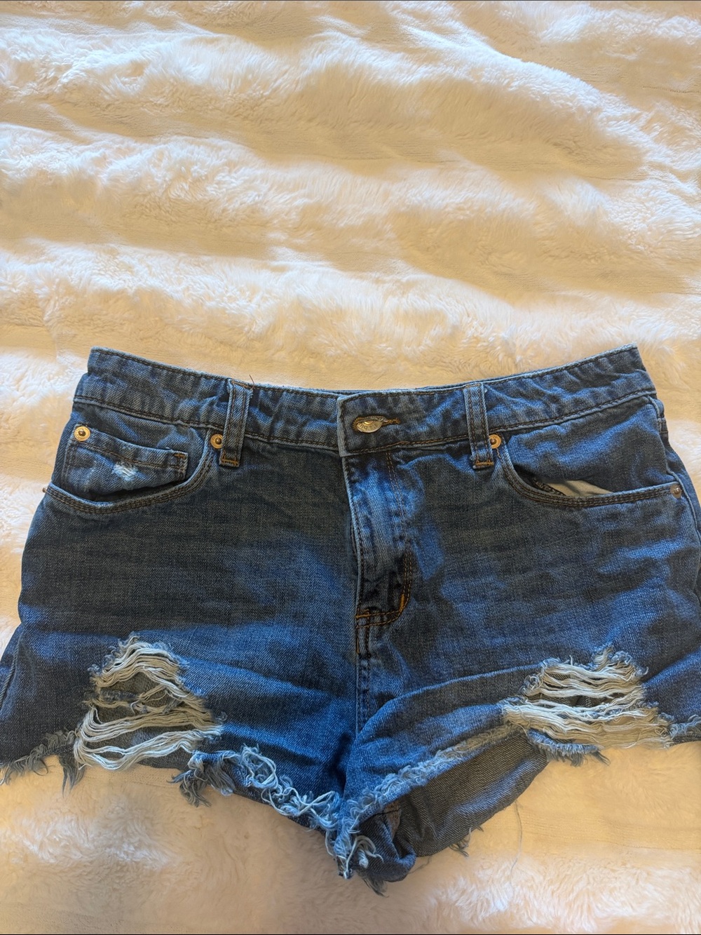 STS Blue Distressed Dark Blue Denim Cutoff Shorts-Maya High Rise